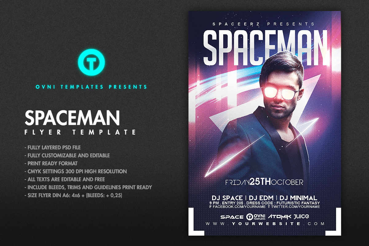 SPACE ELECTRO Flyer Template, a Flyer Template by OVNI-TEMPLATES