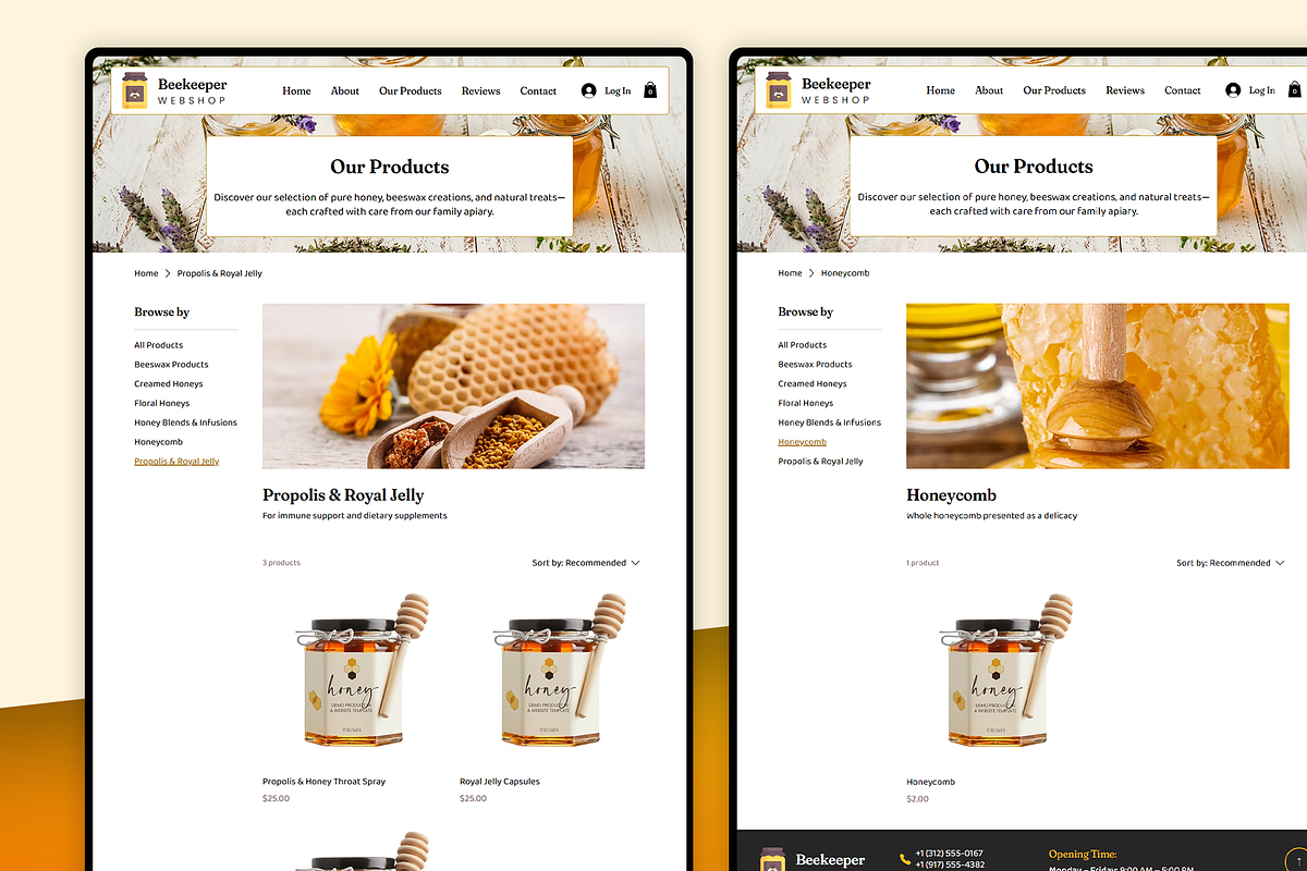Beekeeper & Honey Webshop Template, a Wix Template by Kitteeh (Photo 17 of 20)