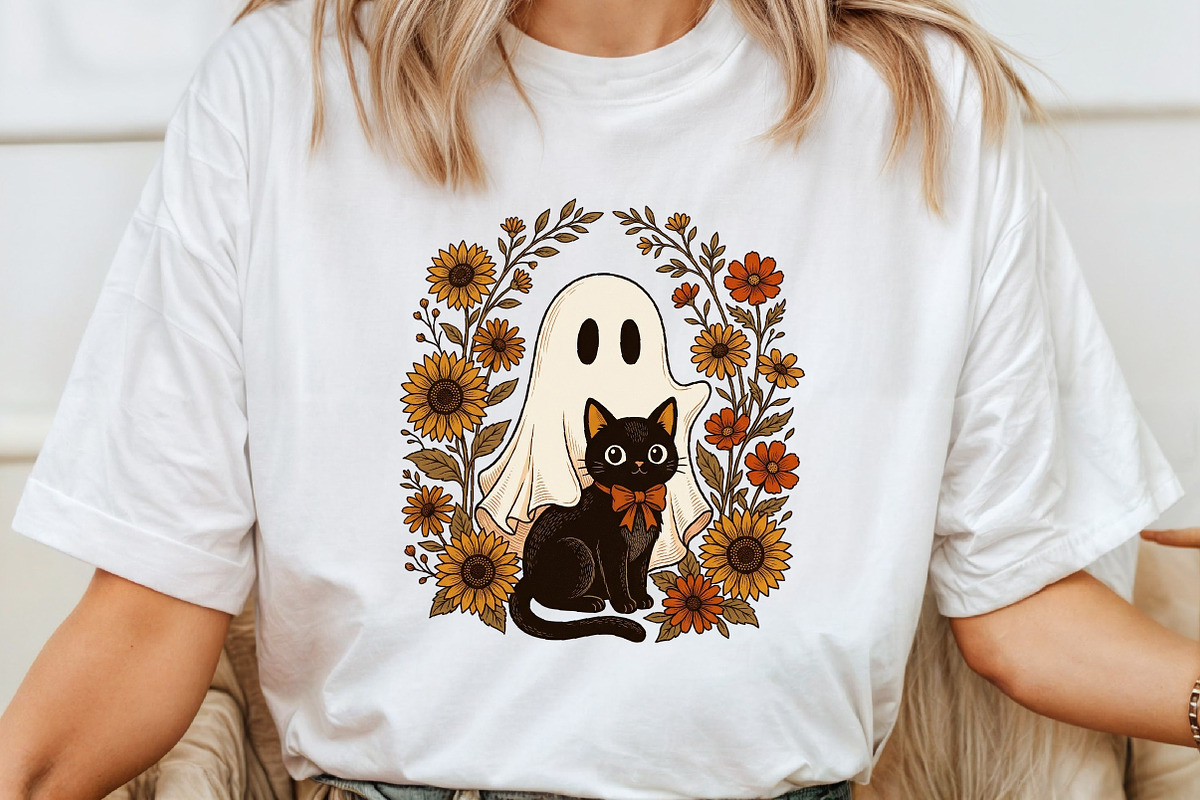 Cute Halloween Ghost and Cat Png, a Work Illustration by Sublimation Artist (Photo 4 of 9)