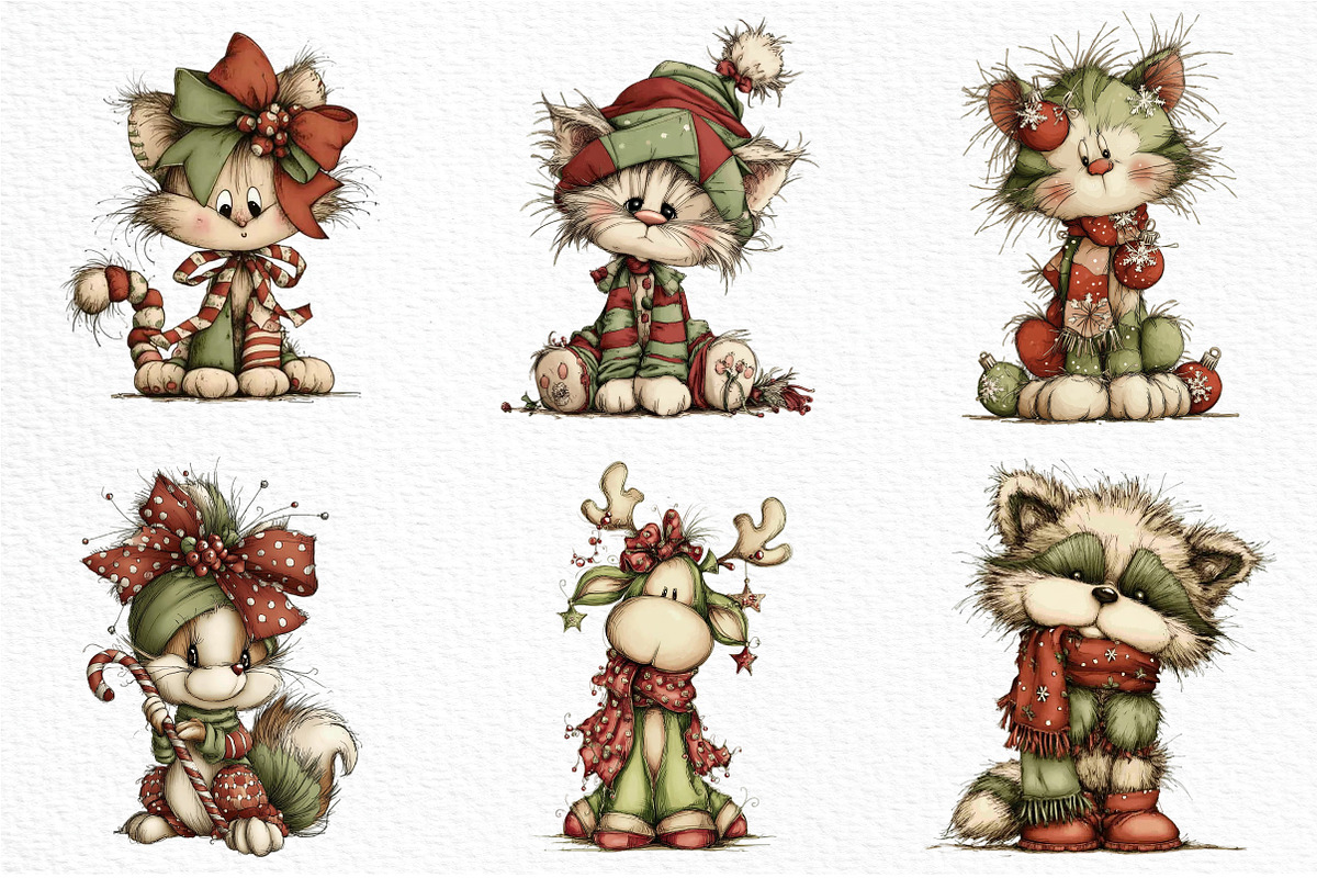 Whimsical Christmas Animals, an Illustration by Craft Nest (Photo 2 of 6)
