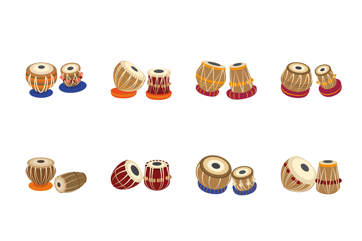 Indian Tabla Illustration Set