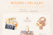 Fall Checklist Watercolor Clipart, a Seasonal Illustration by NataliArkushArt (Thumbnail 7 of 17)