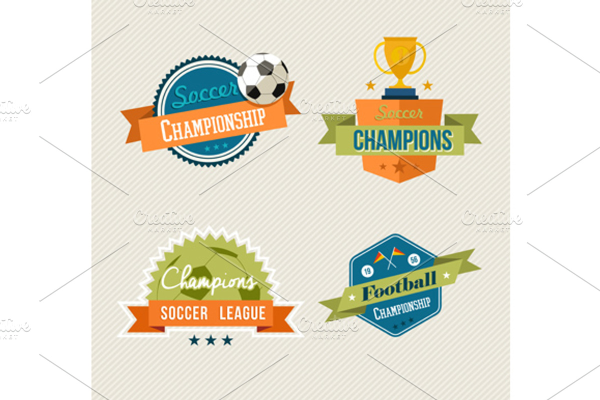 Soccer vintage labels set preview 2