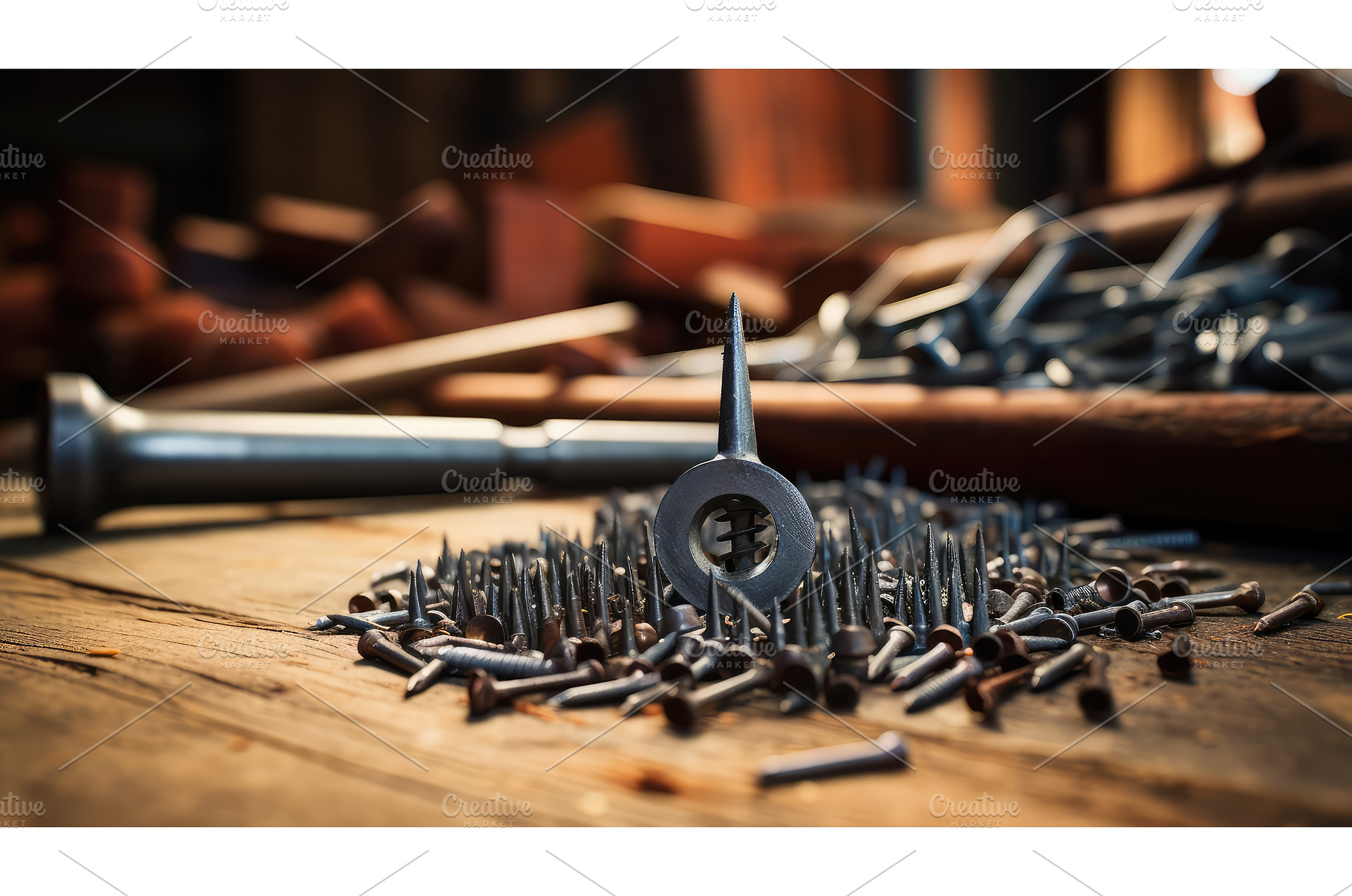 new metal nail ai generated, an Industrial Photo by pikepicture