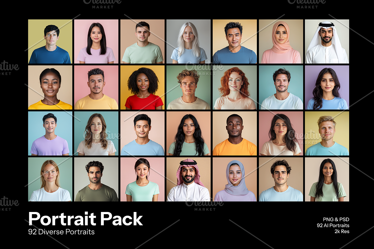 Realistic Diverse Portraits Pack, a Graphic by neueworld (Photo 2 of 6)