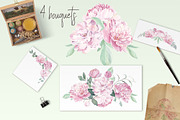Peonies Clipart Watercolor Set, an Illustration by ColorfulNest (Thumbnail 2 of 7)