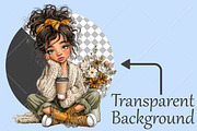 Whimsical Coffee Girl Clipart Bundle, a Seasonal Illustration by Canvas Craft (Thumbnail 2 of 10)