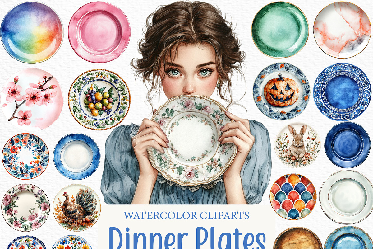 Dinner Plates Clipart, an Illustration by Craft Nest (Photo 1 of 6)