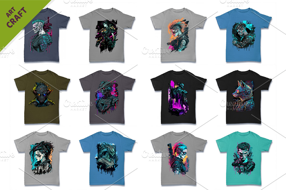 Bundle 29 T-Shirt-designs. Cyberpunk, an Animal Illustration by KENO Mascots (Photo 3 of 4)