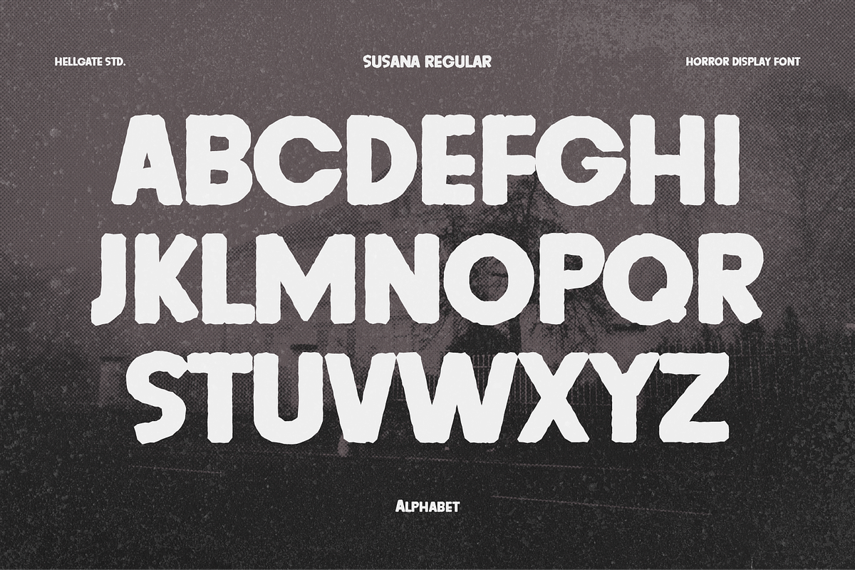 Susana Horror Display Font, a Sans Serif Font by GRVS Studio (Photo 3 of 6)