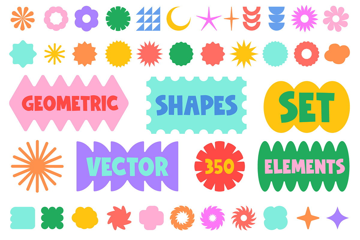 350 VECTOR GEOMETRIC SHAPES SET, an Object Graphic by craftlove (Photo 1 of 4)