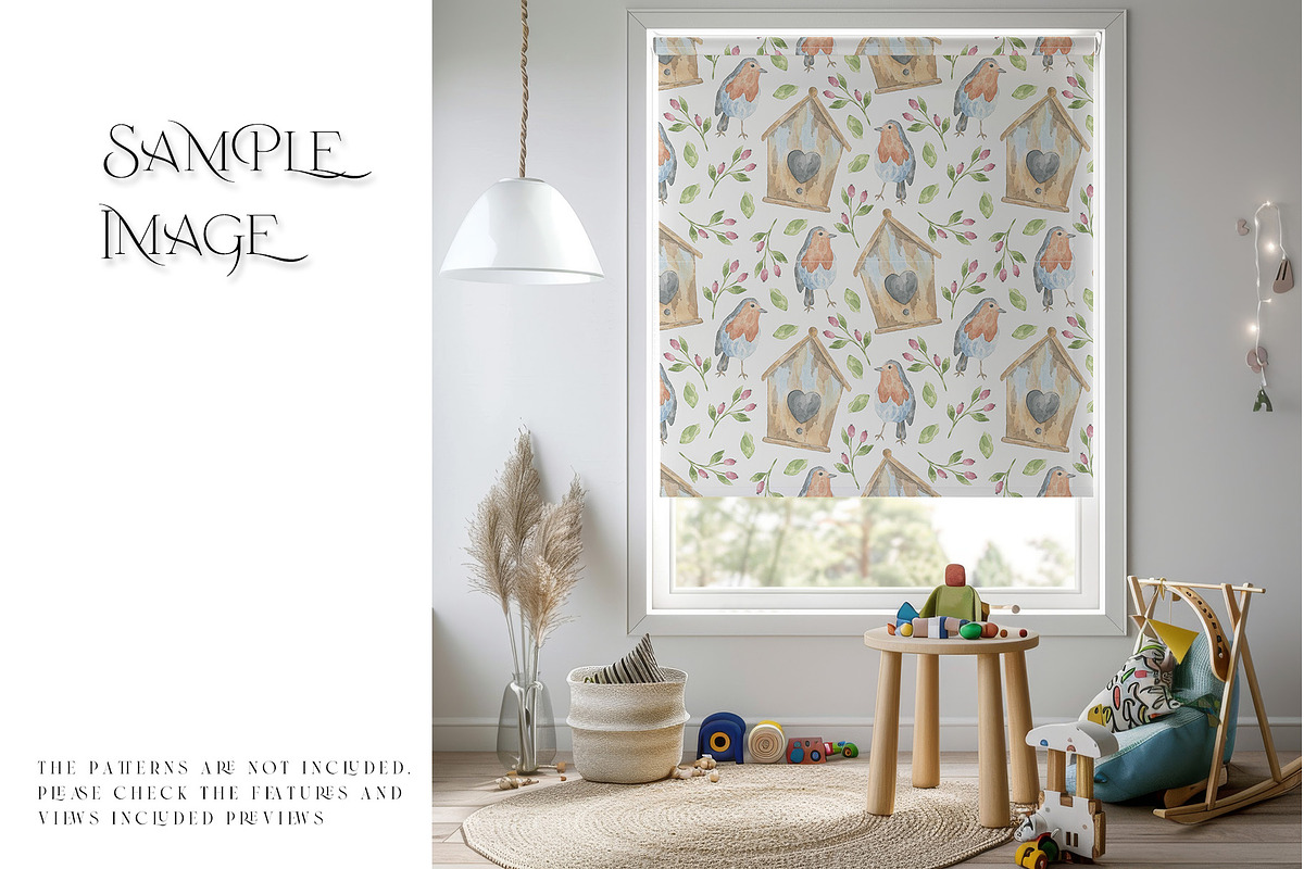 Nursery Roll Blinds & Pillow Mockups, a Household Mockup by mock-ups (Photo 13 of 14)
