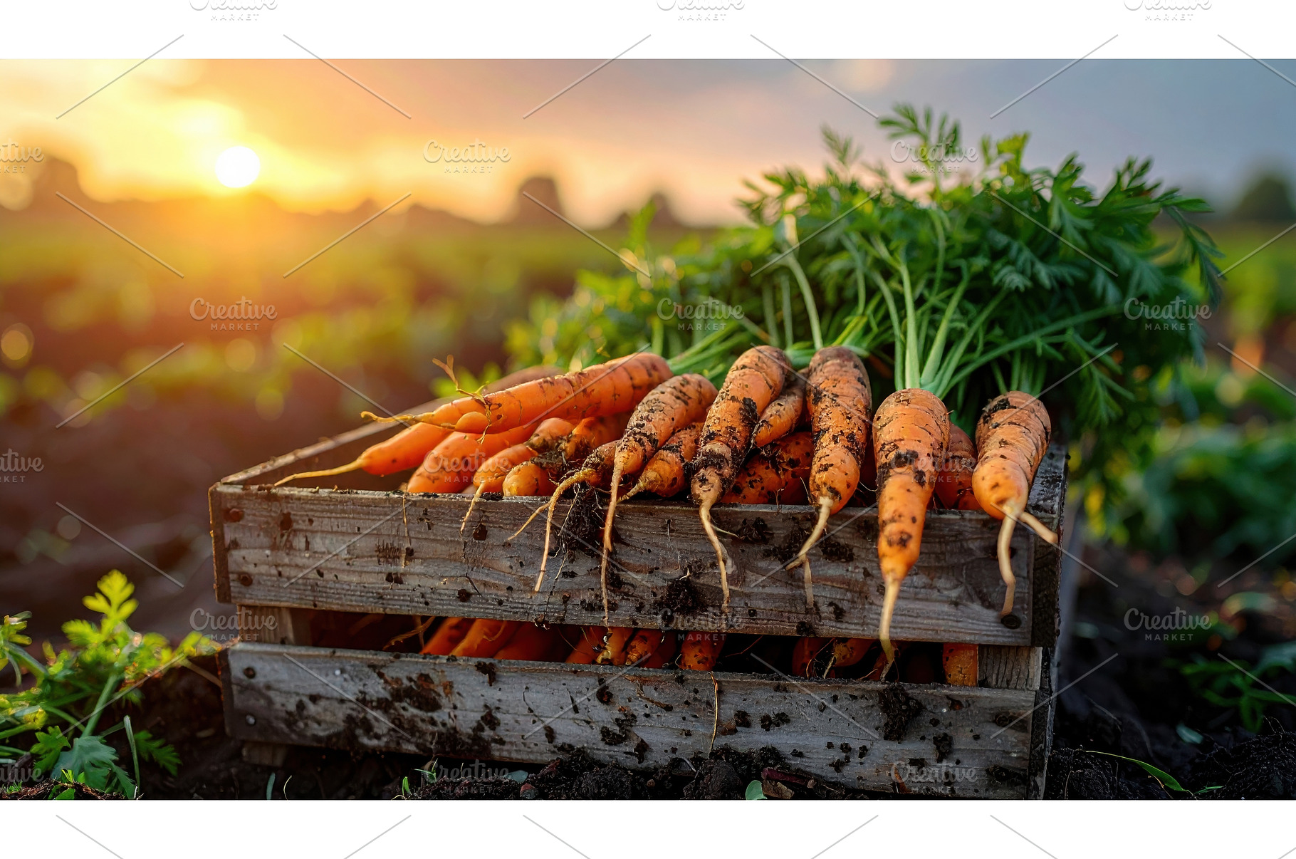 Freshly harvested carrots in wooden, a Food & Drink Photo by Igor Tichonow