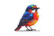 Colorfull Bird Image, pixel dotted s, an Animal Illustration by Pray Art Design Studio (Thumbnail 1 of 3)