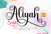 Aliyah - Swirly Calligraphy Font, a Script Font by Airotype (Thumbnail 1 of 12)
