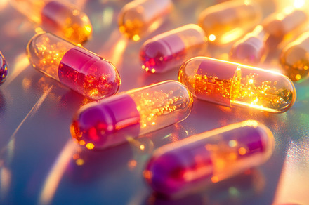Vibrant Capsules and Soft Gel Pills in Colorful Light, an Abstract Photo by Natalia Klenova's Shop