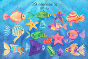 Fish watercolor clipart Ocean png, an Animal Illustration by AnastasiaWatercolor (Thumbnail 2 of 7)