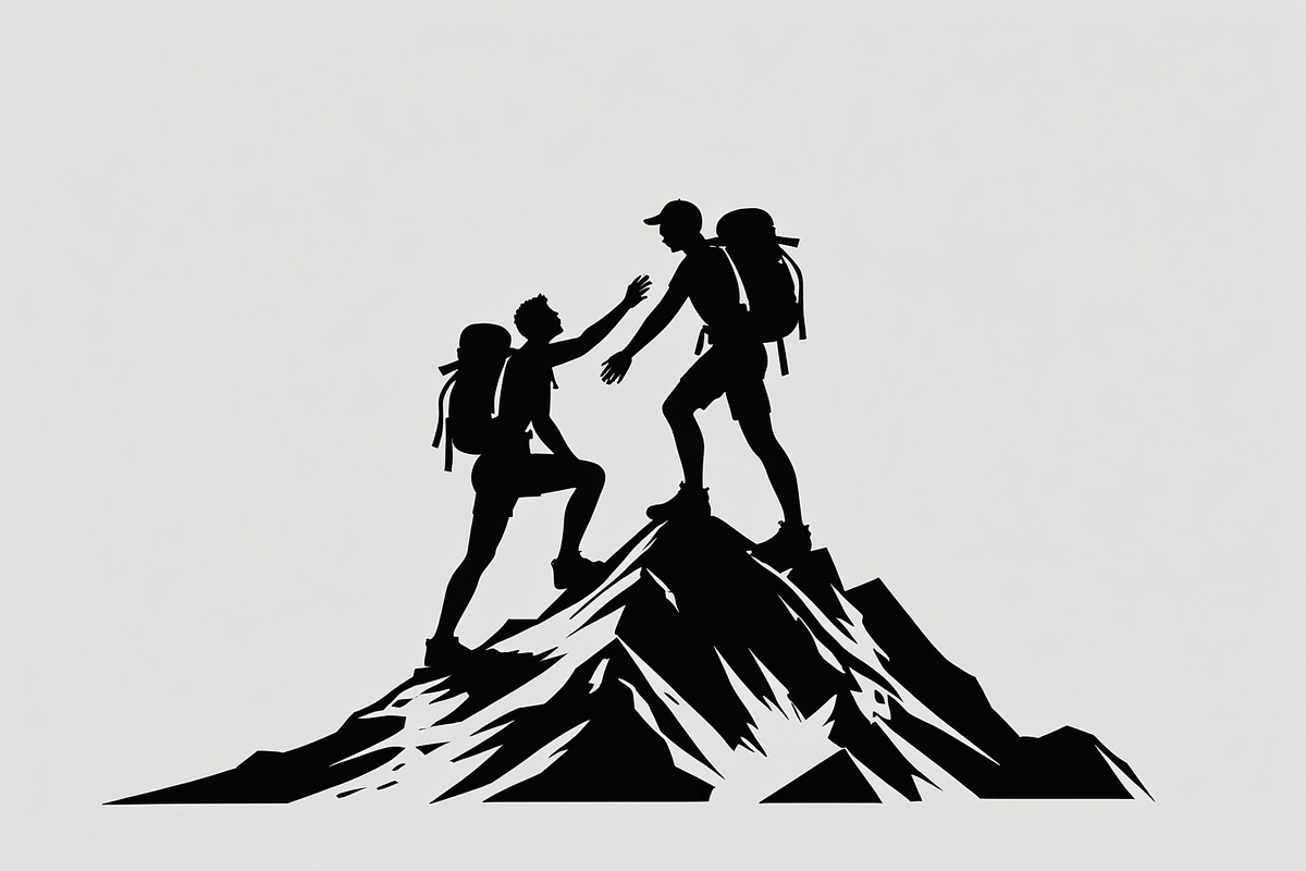 Mountain Hiking Silhouette Set, an Illustration by BIPLOB EXPERT (Photo 2 of 21)
