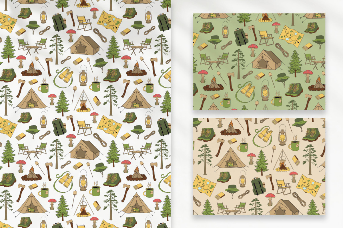 90 Camping Seamless Pattern Set, a Decorative Illustration by Mari_Caliart (Photo 6 of 14)