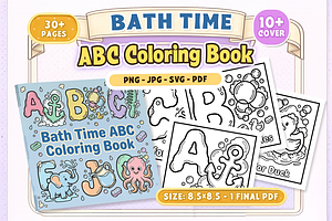 Bath Time ABC Coloring Book, an Object Illustration by Craftsbeefy