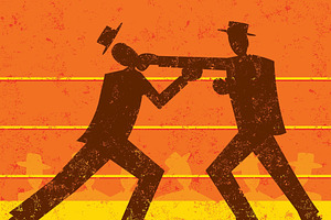 Businessmen boxing match