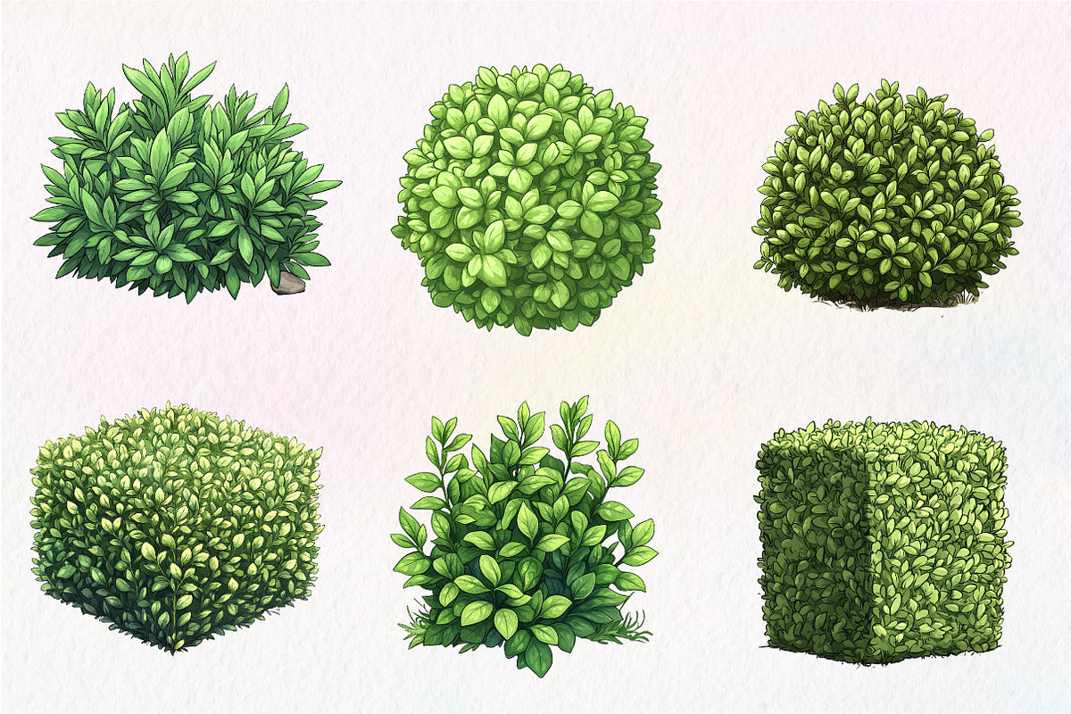 Watercolor Bushes Clipart Bundle, an Illustration by CreationArt (Photo 4 of 6)