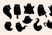 10 Black Ghost Cats, an Animal Illustration by helenreveur (Thumbnail 2 of 2)