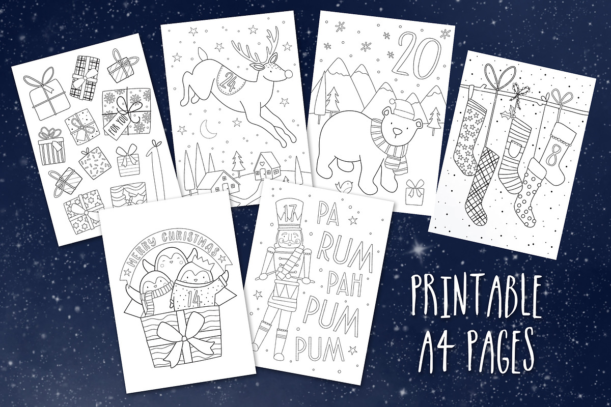 Advent Calendar Colouring Pages, an Illustration by Doodle Dibs (Photo 3 of 3)