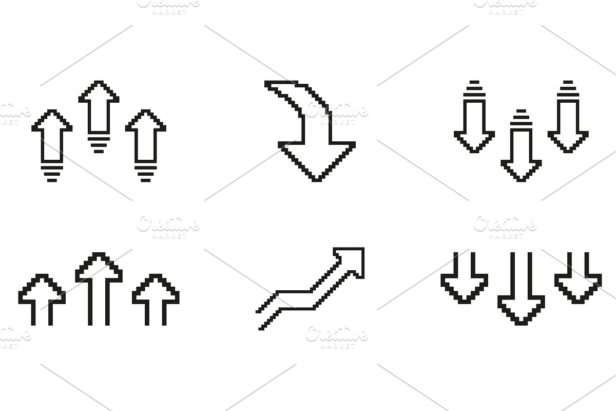 Pixel Art Arrow Icon Set, an Object Illustration by Gentle Studio