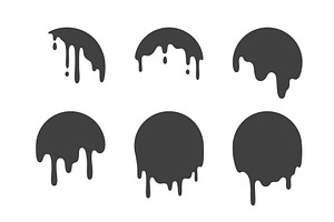 Set of black paint drip and liquid, an Illustration by art PVP - market
