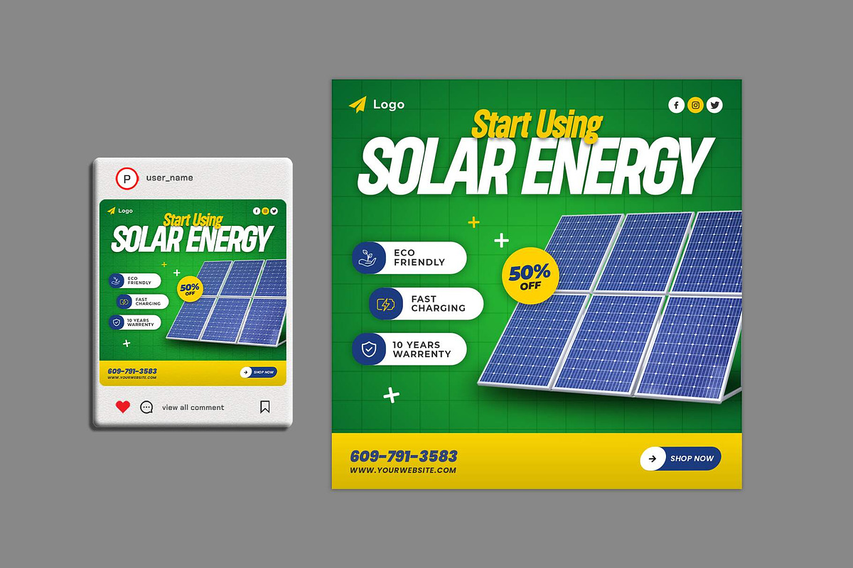 Solar Energy Social Media Post, a Social Media Template by Saman Osama (Photo 2 of 2)