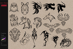 Tribal Tattoo Pack Stamp Animals Art