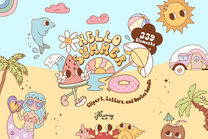 Hello Summer - Retro Clipart Bundle