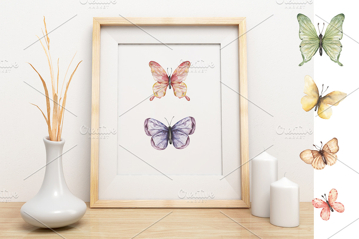 Watercolor Butterfly Collection, a Decorative Illustration by MayaNavits (Photo 3 of 15)