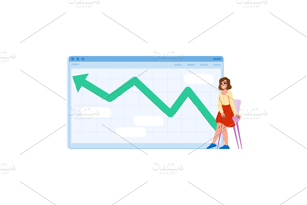 Businesswoman analyzing positive, a Finance Illustration by pikepicture
