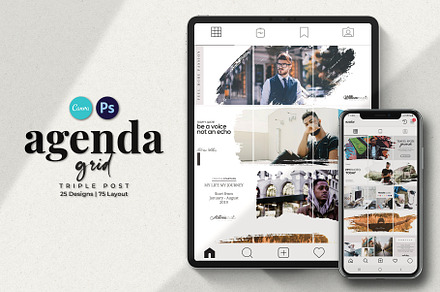 Agenda Insta Grid (Triple Posts), a Social Media Template by Analogi Studio