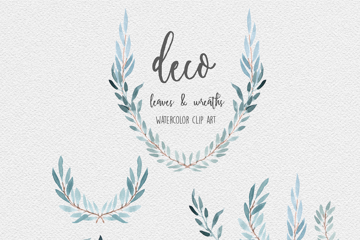 DECO V1 Watercolor Wreaths + Leaves, an Illustration by Wooly Pronto (Photo 7 of 7)