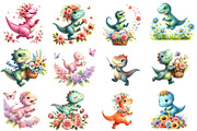 Dinosaurs Watercolor Clipart, an Illustration by Designworld (Thumbnail 2 of 6)