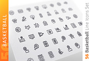 Basketball Line Icons Set, an Outline Icon by Voysla's Shop (Thumbnail 1 of 4)