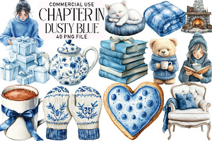 A Chapter in Dusty Blue Clipart, an Illustration by Daily.Designs