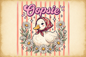Cute Duck Daisy Vintage PNG, a Work Illustration by Sublimation Artist