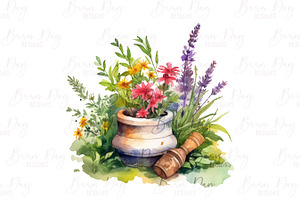 Watercolor Mortar And Pestle Clipart