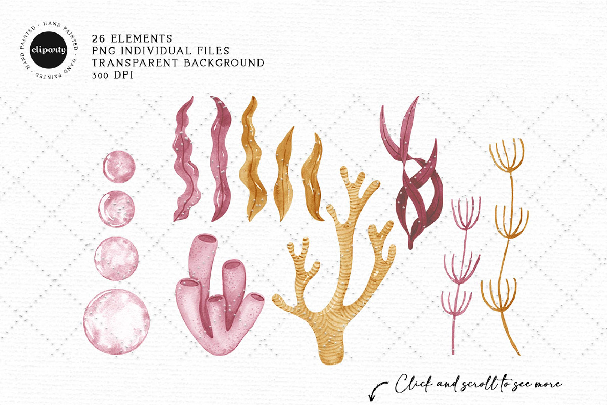 Pink Ocean Animals Clipart, an Illustration by Gau Silva Studio (Photo 3 of 4)