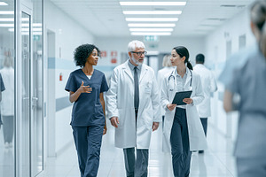 Medical team is walking and chatting