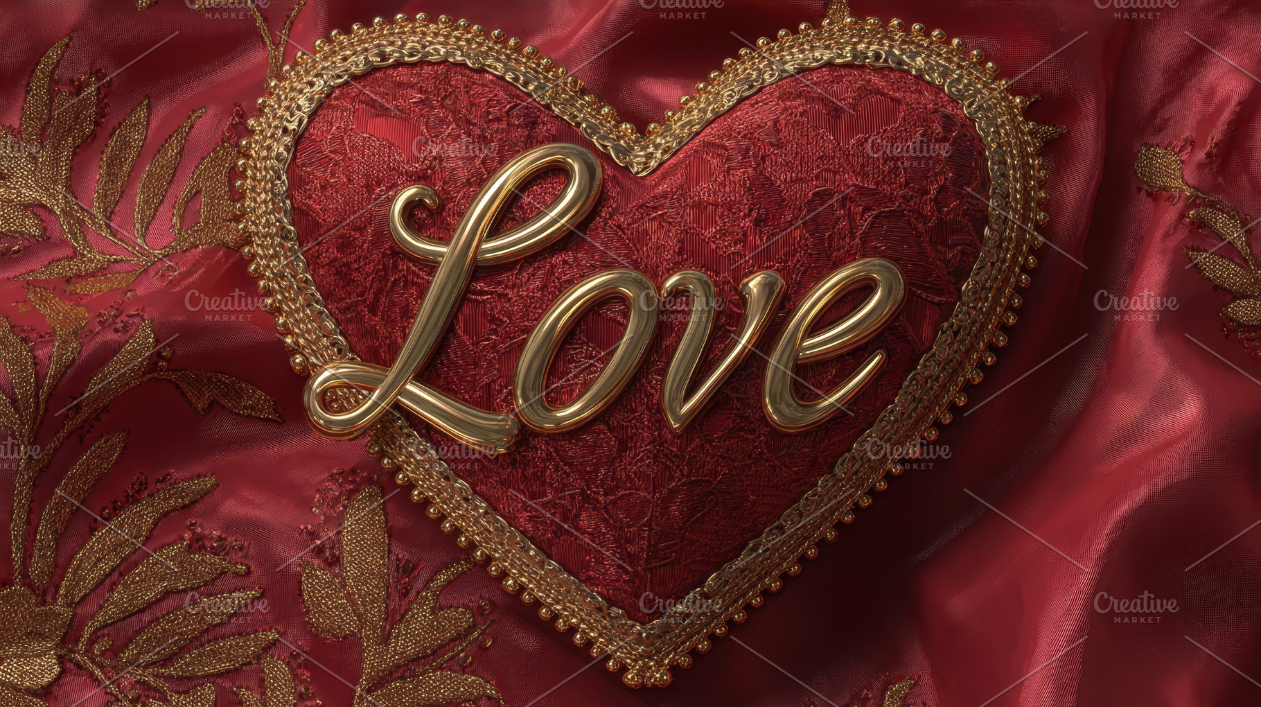 Luxurious red and gold heart adorned, a Photo by Pavel_design