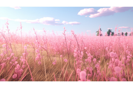 summer pink meadow grass tranquil ai, a Nature Photo by pikepicture