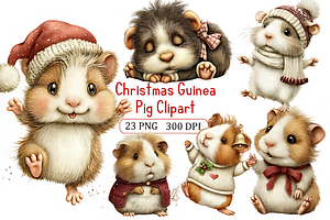 Artistic Christmas Guinea Clipart, a Seasonal Illustration by Design Art