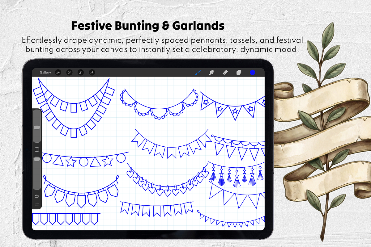 Text Banner Stamps Set for Procreate, a Brush Add-On by Selentaori Studio (Photo 9 of 11)