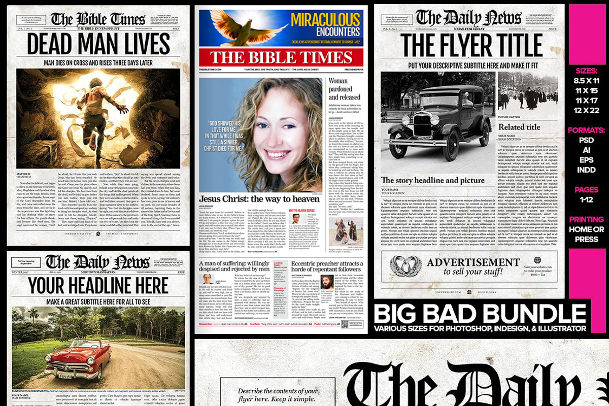 5 Newspaper Style Templates Bundle, a Magazine Template by Newspaper Templates (Photo 1 of 11)