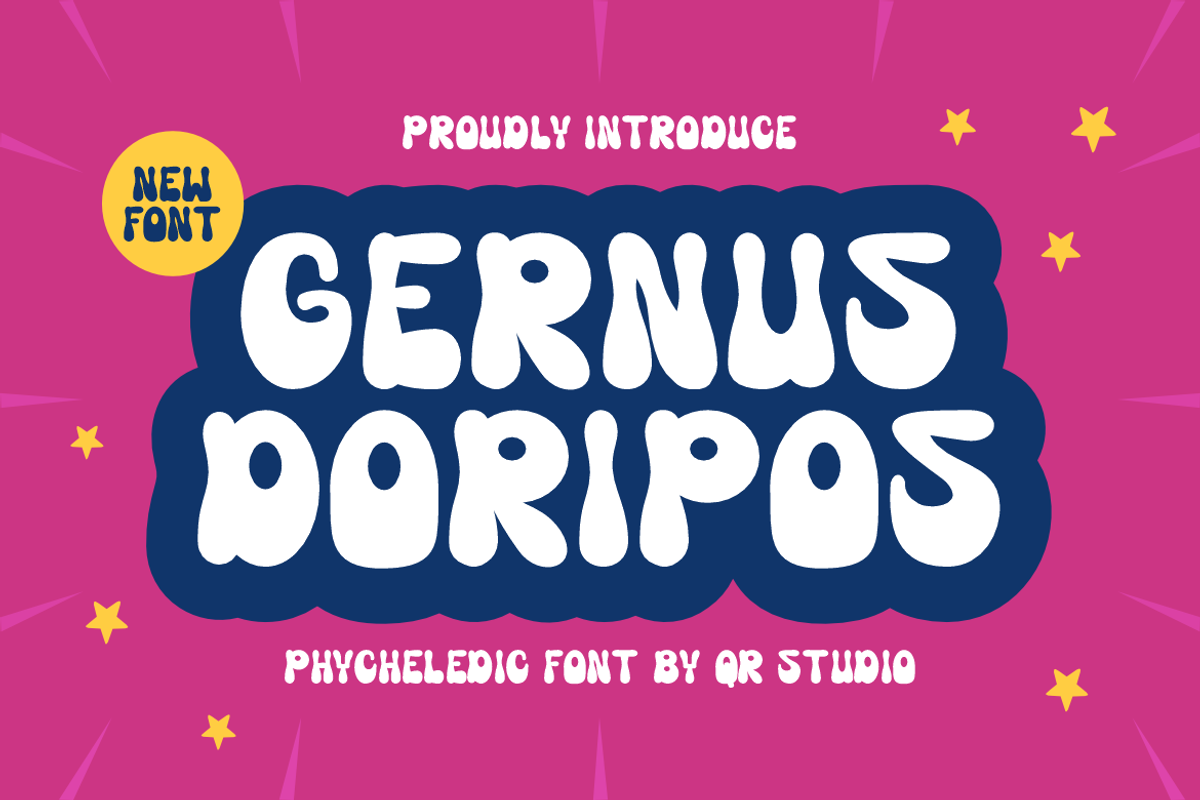 Gernus Doripos - Psychedelic Font, a Handwritten Font by QR Design Studio (Photo 1 of 6)